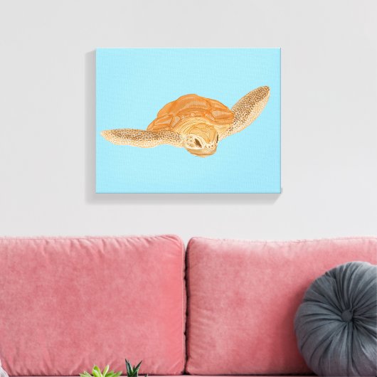 Zee schildpad onder water - transparant. canvas afdruk (Insitu (Woonkamer))