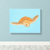 Zee schildpad onder water - transparant. canvas afdruk (Insitu (Houten vloer))