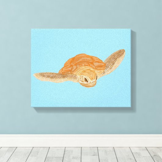 Zee schildpad onder water - transparant. canvas afdruk (Insitu (Houten vloer))