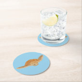 Zee schildpad onder water - transparant. ronde kartonnen onderzetter (Insitu)