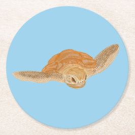 Zee schildpad onder water - transparant. ronde kartonnen onderzetter