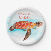 Zee schildpad onder Zee Birthday Papieren Bordje (Voorkant)