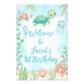 Zee schildpad onder Zee Verjaardag Welkomstbord Foto Afdruk (Voorkant)