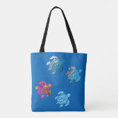 Zee schildpad onderwater Canvas tas (Achterkant)