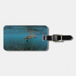 Zee schildpad onderwater Galapagos-eilanden Bagagelabel