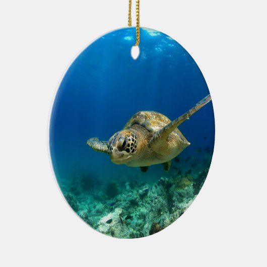 Zee schildpad onderwater keramisch ornament (Rechts)