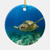 Zee schildpad onderwater keramisch ornament (Voorkant)