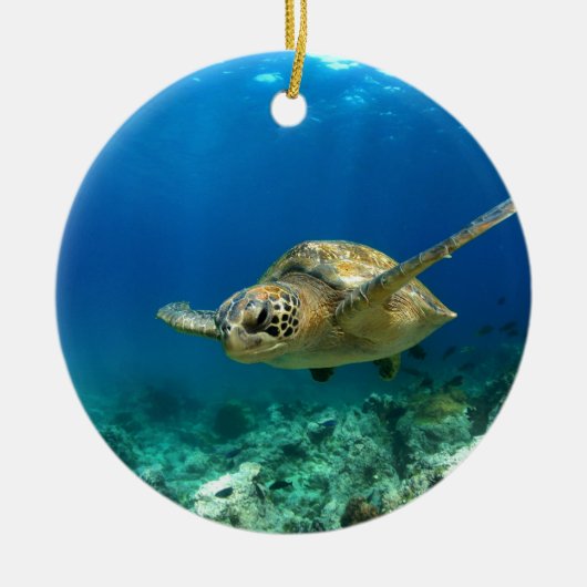 Zee schildpad onderwater keramisch ornament (Voorkant)