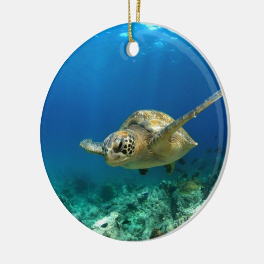 Zee schildpad onderwater keramisch ornament (Links)
