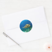 Zee schildpad onderwater ronde sticker (Envelop)