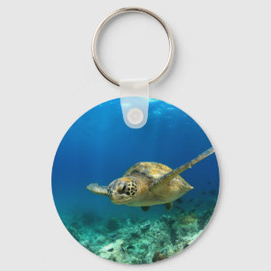 Zee schildpad onderwater sleutelhanger