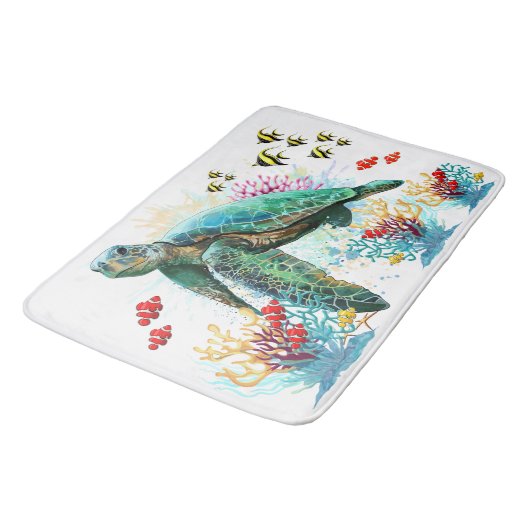 Zee schildpad onderwater waterverf Stijl Badmat (Gekanteld)