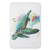Zee schildpad onderwater waterverf Stijl Badmat (Voorkant Verticaal)