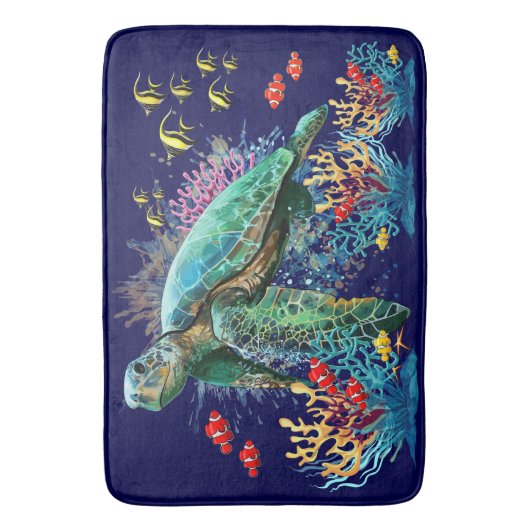 Zee schildpad onderwater waterverf Stijl Badmat (Voorkant Verticaal)