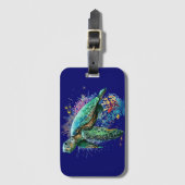 Zee schildpad onderwater waterverf Stijl Bagagelabel (Voorkant (verticaal))