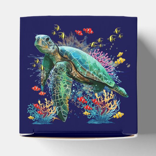 Zee schildpad onderwater waterverf Stijl Bedankdoosjes (Bovenkant)