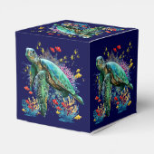 Zee schildpad onderwater waterverf Stijl Bedankdoosjes (Achterkant)