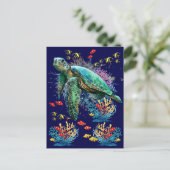 Zee schildpad onderwater waterverf Stijl Briefkaart (Staand voorkant)