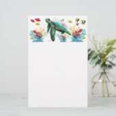 Zee schildpad onderwater waterverf Stijl Briefpapier (Staand voorkant)