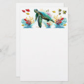 Zee schildpad onderwater waterverf Stijl Briefpapier (Voorkant / Achterkant)