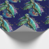 Zee schildpad onderwater waterverf Stijl Cadeaupapier (Hoek)