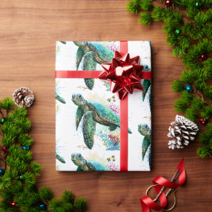 Zee schildpad onderwater waterverf Stijl Cadeaupapier