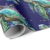 Zee schildpad onderwater waterverf Stijl Cadeaupapier (Rol Hoek)