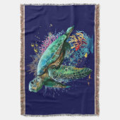 Zee schildpad onderwater waterverf Stijl Deken (Voorkant Verticaal)