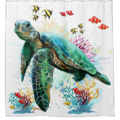 Zee schildpad onderwater waterverf Stijl Douchegordijn (Voorkant)