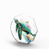 Zee schildpad onderwater waterverf Stijl Fotoblokken (Rechts)