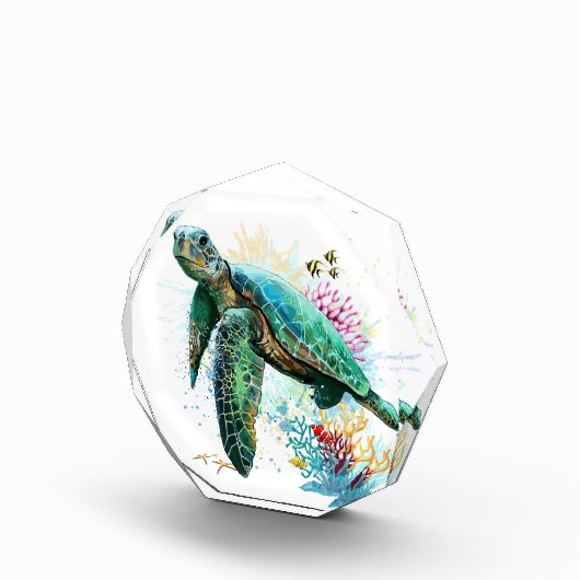 Zee schildpad onderwater waterverf Stijl Fotoblokken (Rechts)