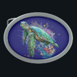 Zee schildpad onderwater waterverf Stijl Gesp<br><div class="desc">Mooie Zeeen schildpad zwemmen in rustige zomer onderwater gemaakt in waterverf stijl. Originele Vector Grafische Illustratie Copyright BluedarkArt TheCHameleonArt.</div>