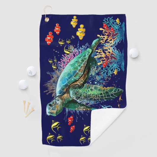 Zee schildpad onderwater waterverf Stijl Golfhanddoek (Insitu)