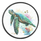 Zee schildpad onderwater waterverf Stijl Hockey Puck (Voorkant)