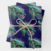 Zee schildpad onderwater waterverf Stijl Inpakpapier Vel (In situ)