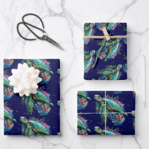 Zee schildpad onderwater waterverf Stijl Inpakpapier Vel