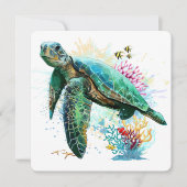 Zee schildpad onderwater waterverf Stijl Kaart (Voorkant)