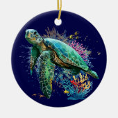 Zee schildpad onderwater waterverf Stijl Keramisch Ornament (Voorkant)