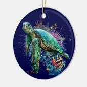 Zee schildpad onderwater waterverf Stijl Keramisch Ornament (Links)