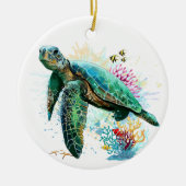 Zee schildpad onderwater waterverf Stijl Keramisch Ornament (Voorkant)