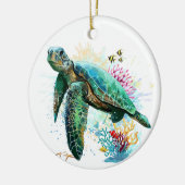 Zee schildpad onderwater waterverf Stijl Keramisch Ornament (Links)
