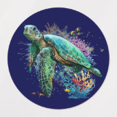Zee schildpad onderwater waterverf Stijl Labels (Design 1)