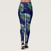 Zee schildpad onderwater waterverf Stijl Leggings (Achterkant)