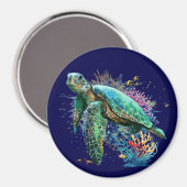 Zee schildpad onderwater waterverf Stijl Magneet (Voorkant / Achterkant)