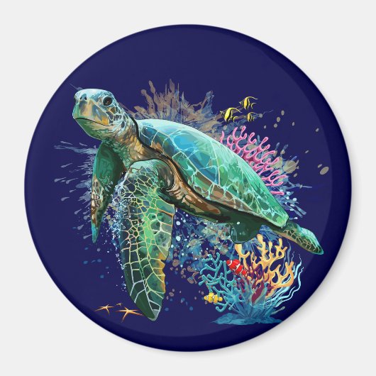 Zee schildpad onderwater waterverf Stijl Magneet (Voorkant)