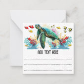 Zee schildpad onderwater waterverf Stijl Notitiekaartje (Voorkant)