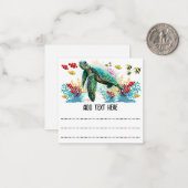 Zee schildpad onderwater waterverf Stijl Notitiekaartje (Voorkant / Achterkant in situ)