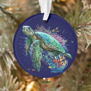 Zee schildpad onderwater waterverf Stijl Ornament