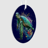 Zee schildpad onderwater waterverf Stijl Ornament (voorkant)