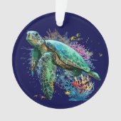Zee schildpad onderwater waterverf Stijl Ornament (voorkant)